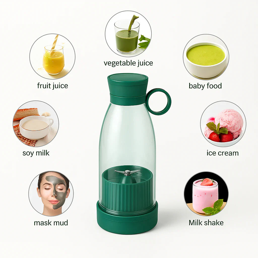 Portable Blender Juicer – 6 Blade USB Rechargeable Smoothie Maker, Protein Shake Blender, Baby Food, Mixer & Juicer Blender - 500 ml, Multicolor. Travel/School/Office/Workout Use