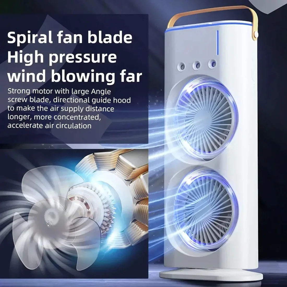 2025 Double-Ended Spray Cooler – USB Rechargeable Mini Fan with LED Light & Remote Control 3-Speed Quiet Cooling | 280ml Water Tank | Portable & Energy-Efficient | Ideal for Home, Office, and Travel