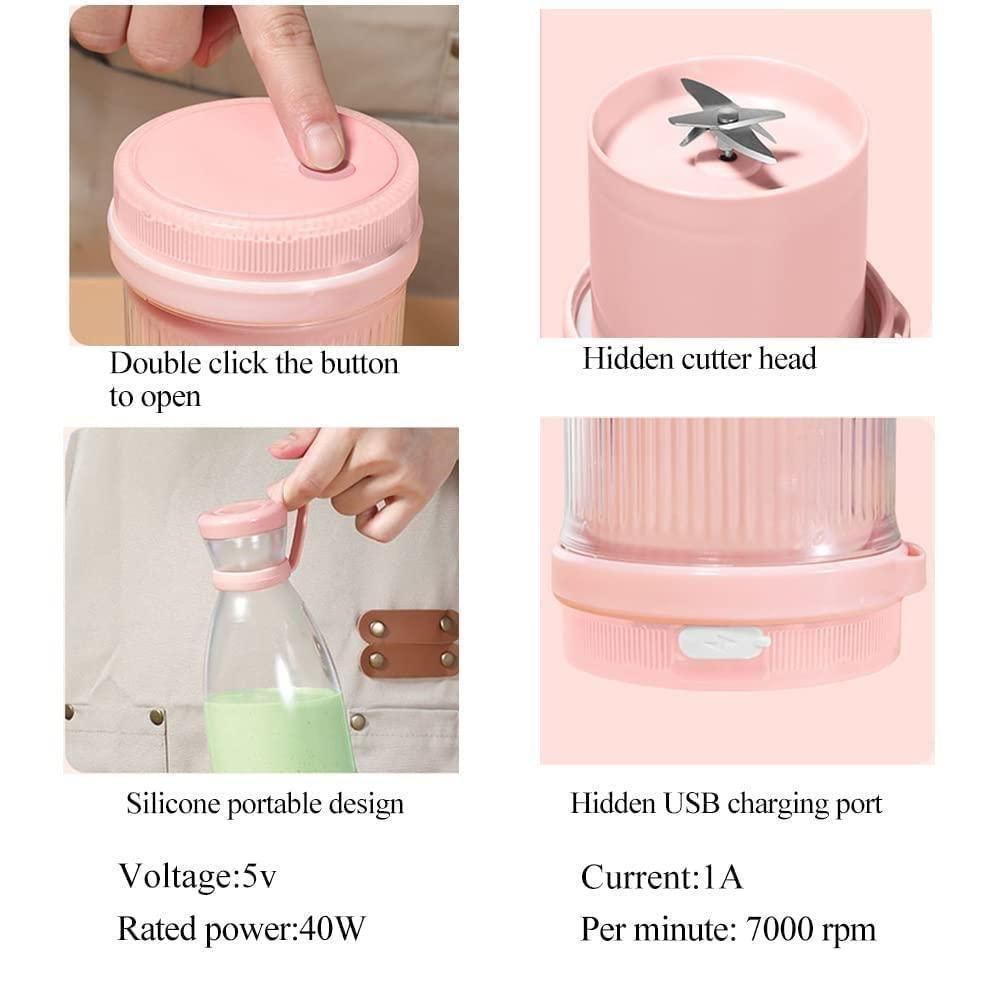 Portable Blender Juicer – 6 Blade USB Rechargeable Smoothie Maker, Protein Shake Blender, Baby Food, Mixer & Juicer Blender - 500 ml, Multicolor. Travel/School/Office/Workout Use