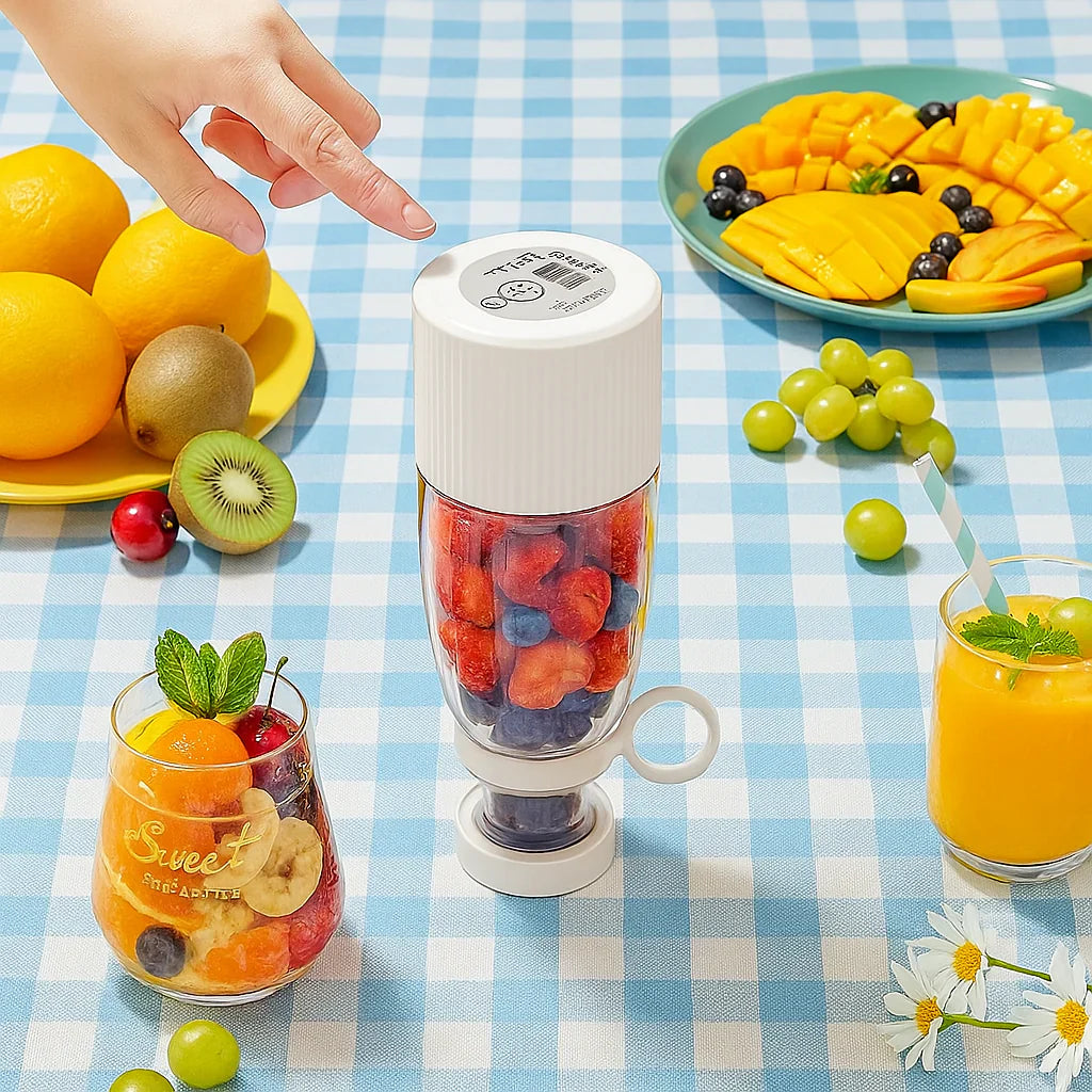 Portable Blender Juicer – 6 Blade USB Rechargeable Smoothie Maker, Protein Shake Blender, Baby Food, Mixer & Juicer Blender - 500 ml, Multicolor. Travel/School/Office/Workout Use