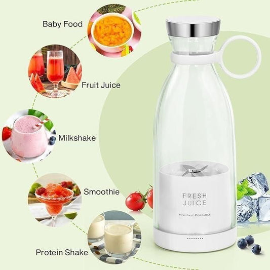 Portable Blender Juicer – 6 Blade USB Rechargeable Smoothie Maker, Protein Shake Blender, Baby Food, Mixer  & Juicer Blender - 500 ml, Multicolor. Travel/School/Office/Workout Use