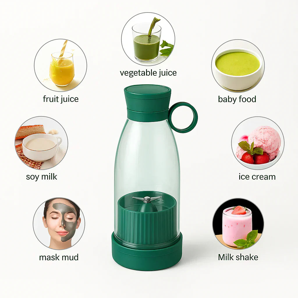 Portable Blender Juicer – 6 Blade USB Rechargeable Smoothie Maker, Protein Shake Blender, Baby Food, Mixer  & Juicer Blender - 500 ml, Multicolor. Travel/School/Office/Workout Use