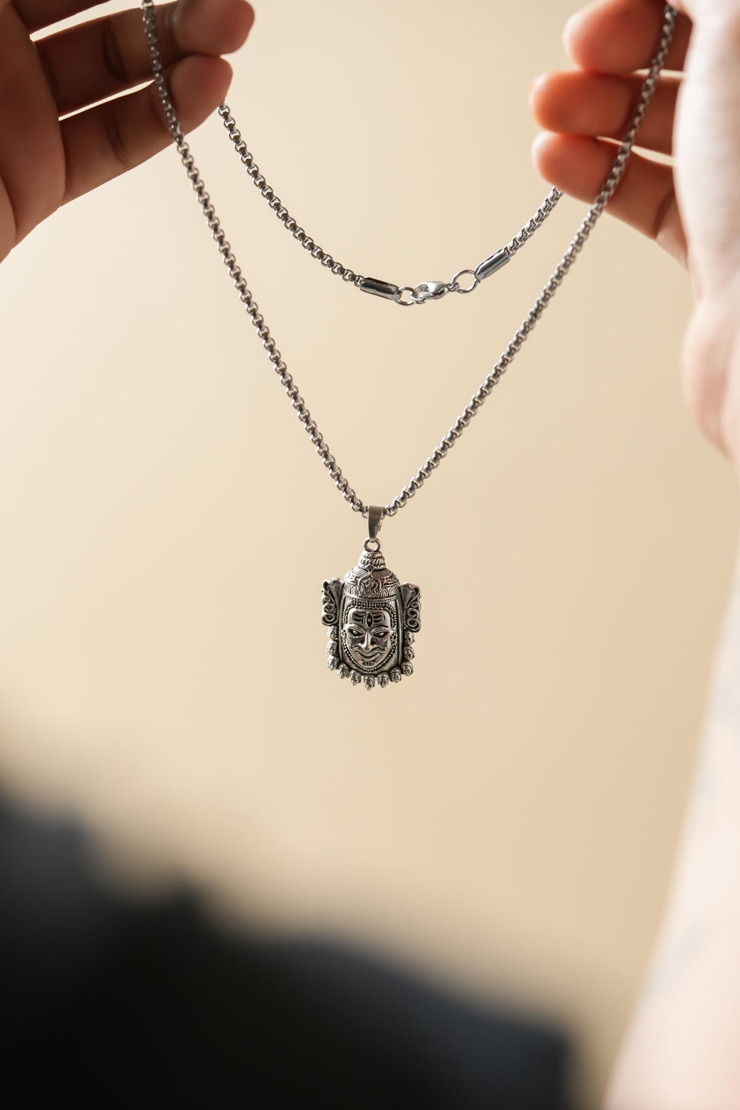 Silver Mahakal Pendant WIth Chain