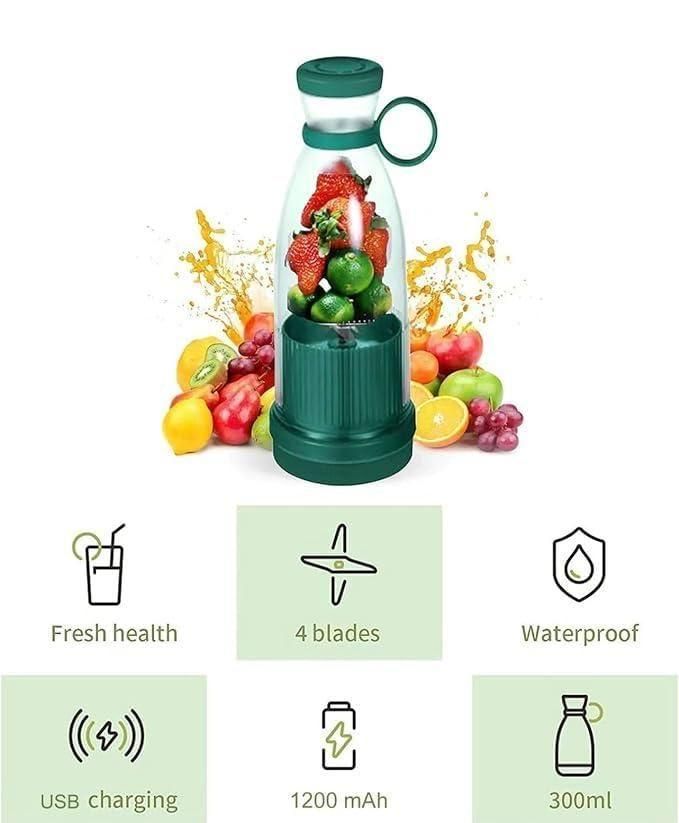 Portable Blender Juicer – 6 Blade USB Rechargeable Smoothie Maker, Protein Shake Blender, Baby Food, Mixer  & Juicer Blender - 500 ml, Multicolor. Travel/School/Office/Workout Use