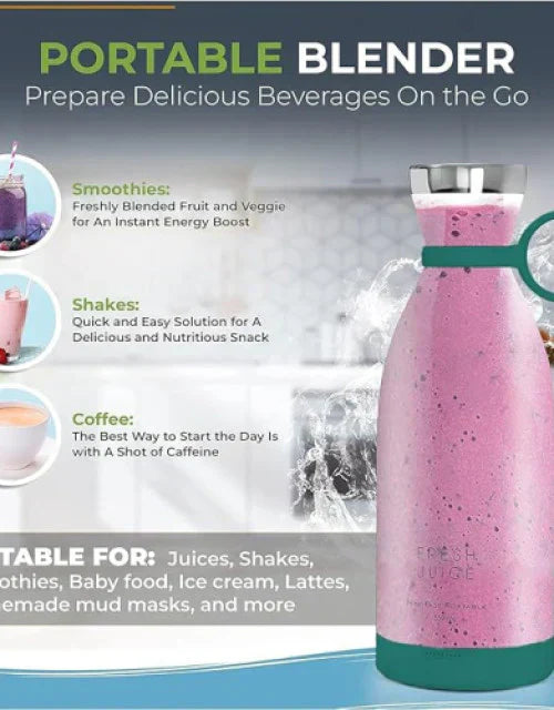 Portable Blender Juicer – 6 Blade USB Rechargeable Smoothie Maker, Protein Shake Blender, Baby Food, Mixer  & Juicer Blender - 500 ml, Multicolor. Travel/School/Office/Workout Use